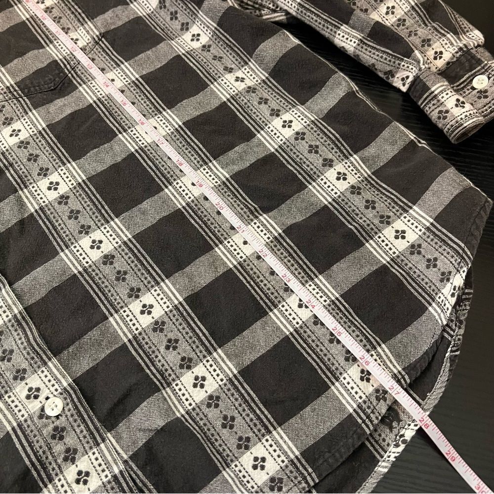 Company One 90's Vintage Gray White Plaid Button Down Shirt XL Cabincore - Picture 10 of 10